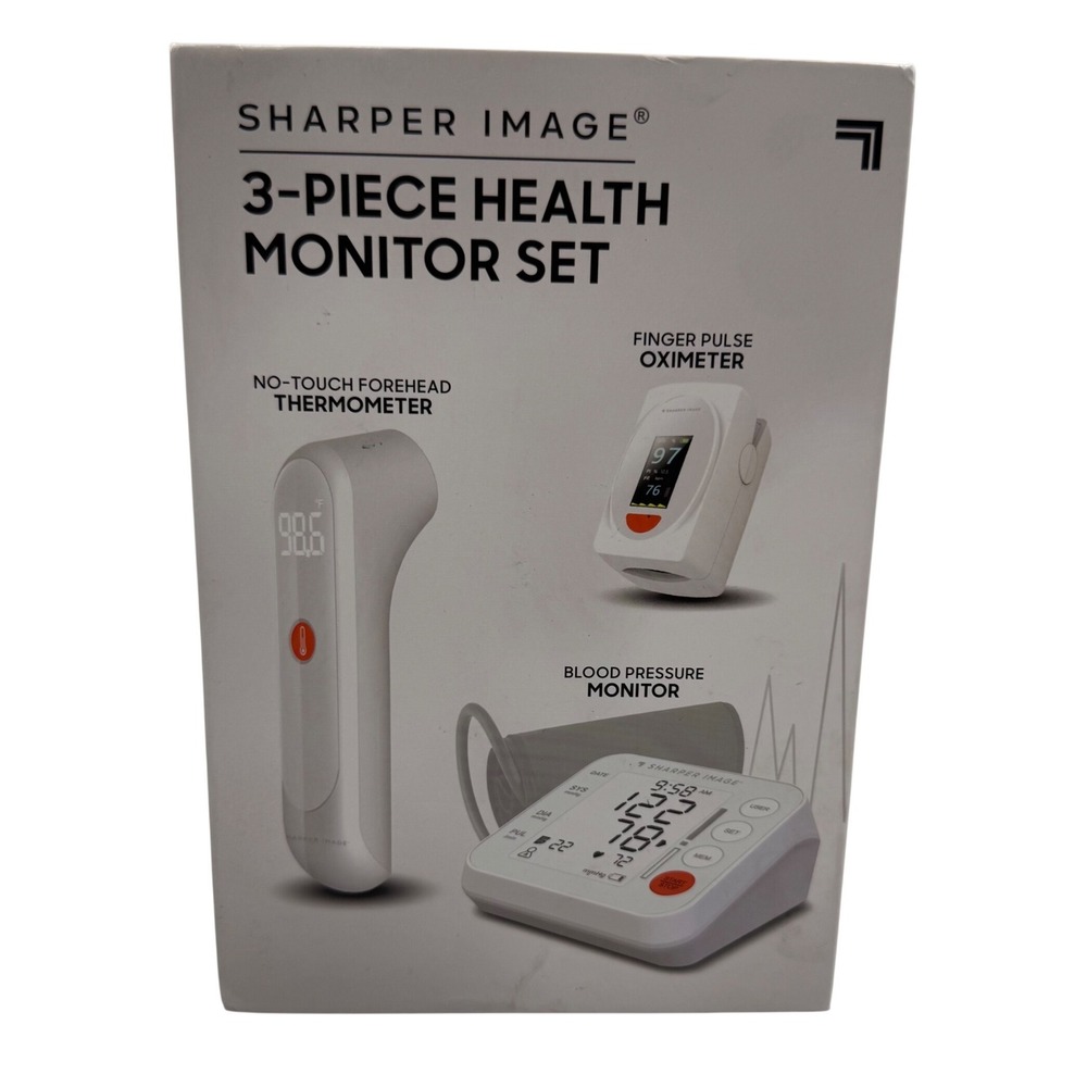 Sharper Image 3-Piece Health Monitor Set OS White Minimalist Wellness Kit